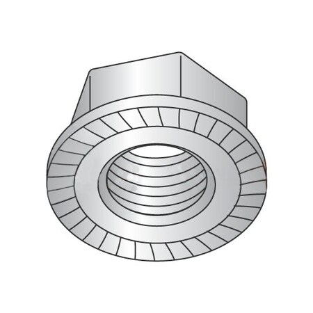 Serrated Lock Nut, 1/4-20, 18-8 Stainless Steel, Not Graded, 0.14 In Ht, 100 PK